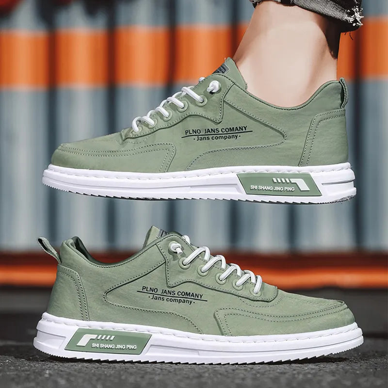 Men Sneakers Lace-up Letter Print Platform Canvas Shoes Sports