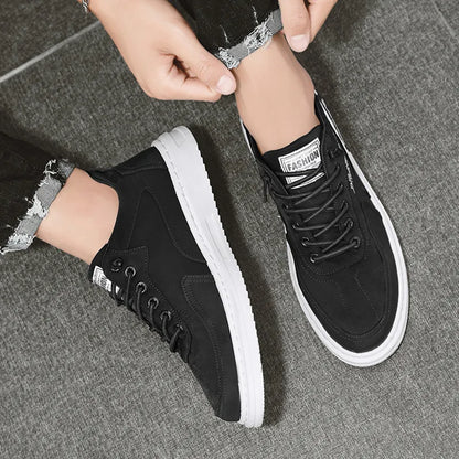 Men Sneakers Lace-up Letter Print Platform Canvas Shoes Sports