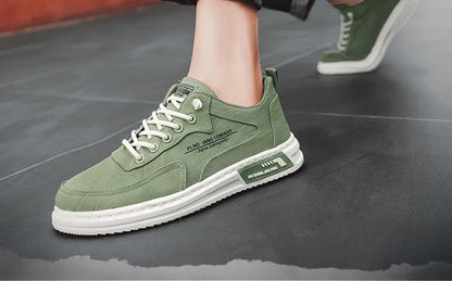 Men Sneakers Lace-up Letter Print Platform Canvas Shoes Sports