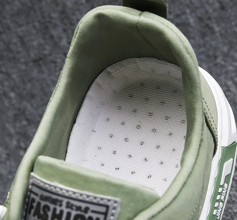 Men Sneakers Lace-up Letter Print Platform Canvas Shoes Sports